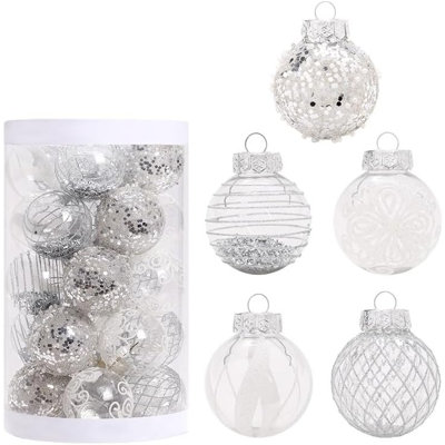 25Pcs Christmas Balls Ornaments for Xmas Christmas Tree Decor, Silver