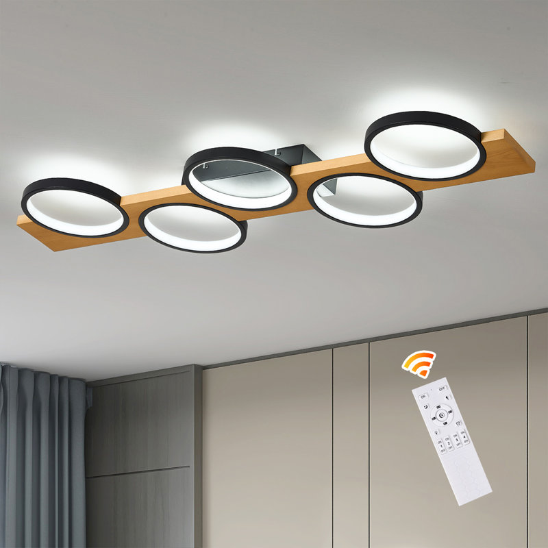 Hurlee 5-Light 39.37" W Integrated LED Dimmable Flush Mount