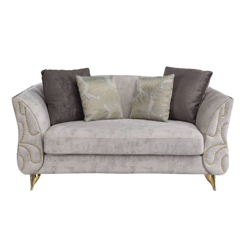 Causeuse à accoudoirs évasés 66 po Scheffler, Mélange de coton gris clair