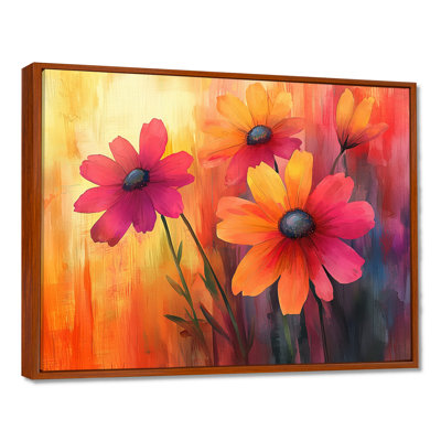 Jacquetta orange dansant parmi les fleurs sauvages I - Art mural fleurs sauvages