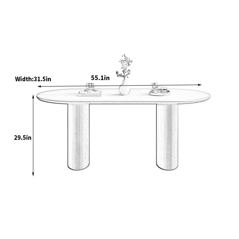 Table de salle à manger l 31,5 po Arianell, H 29,5 po x L 55,1 po x l 31,5 po
