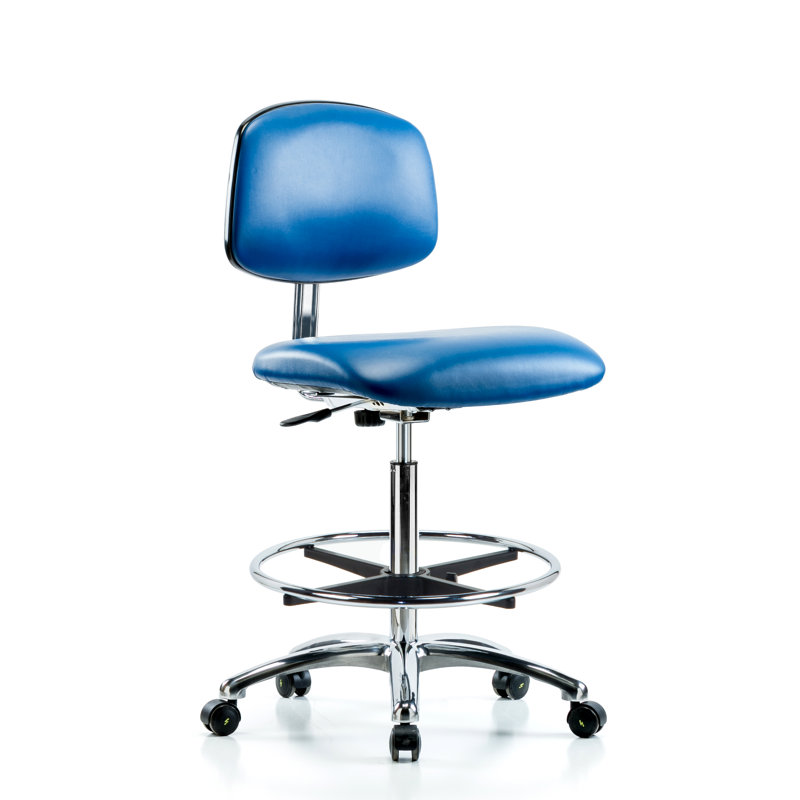 Chaise de travail Lizeth, Vinyle ESD bleu, Roulettes antistatiques