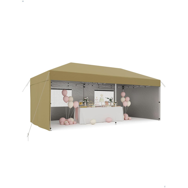 Tente de pavillon escamotable avec tissu 210 D Oxford, pavillon commercial portatif instantané, Brun