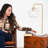 Socoma Ribbed Glass Table Lamp with Brass Finish and Marble Base