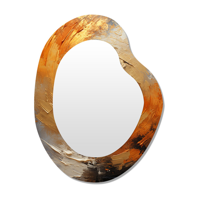 Miroir décoratif en forme de spirale abstraite dorée et orange