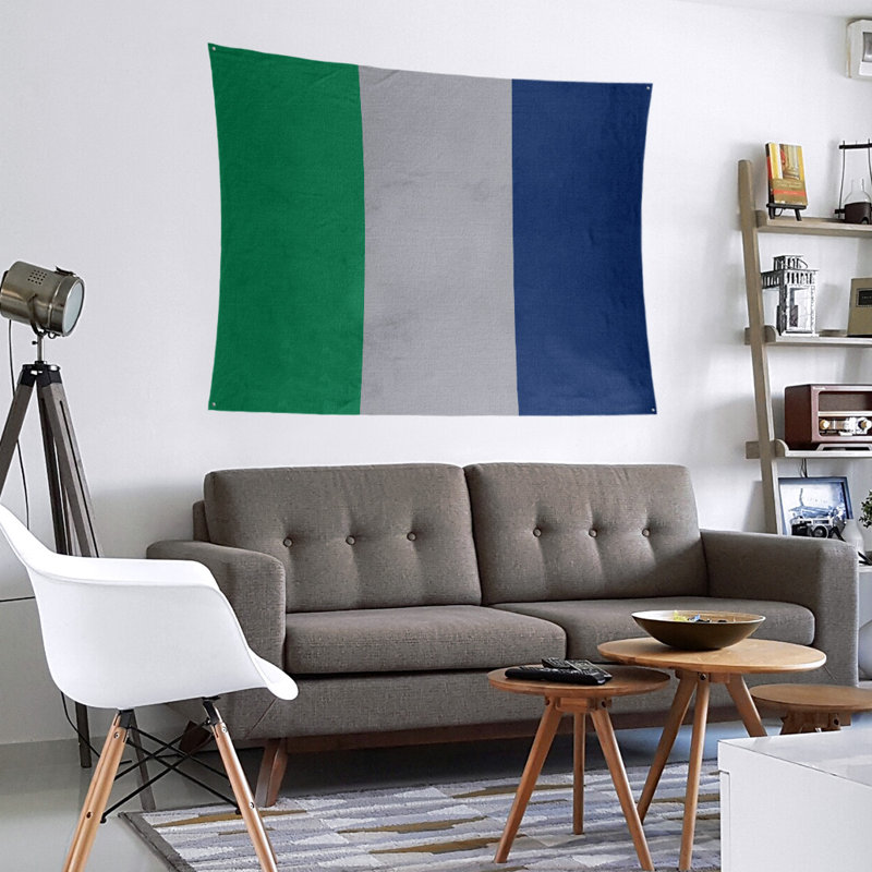 Tapisserie de polyester Vancouver, H 68 po x l 80 po, Vert / gris froid / bleu