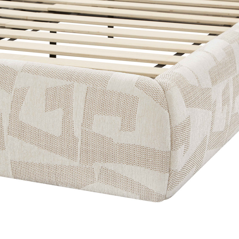 Grand lit Keyshawn à motif jacquard crème