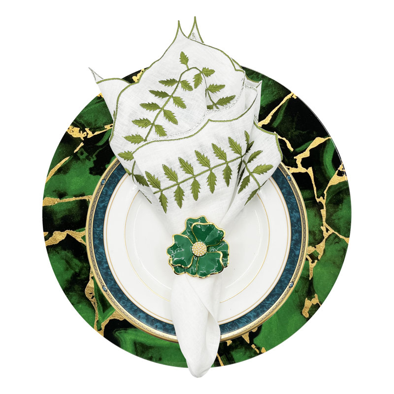Stone Lacquer Placemat in Round, Emerald