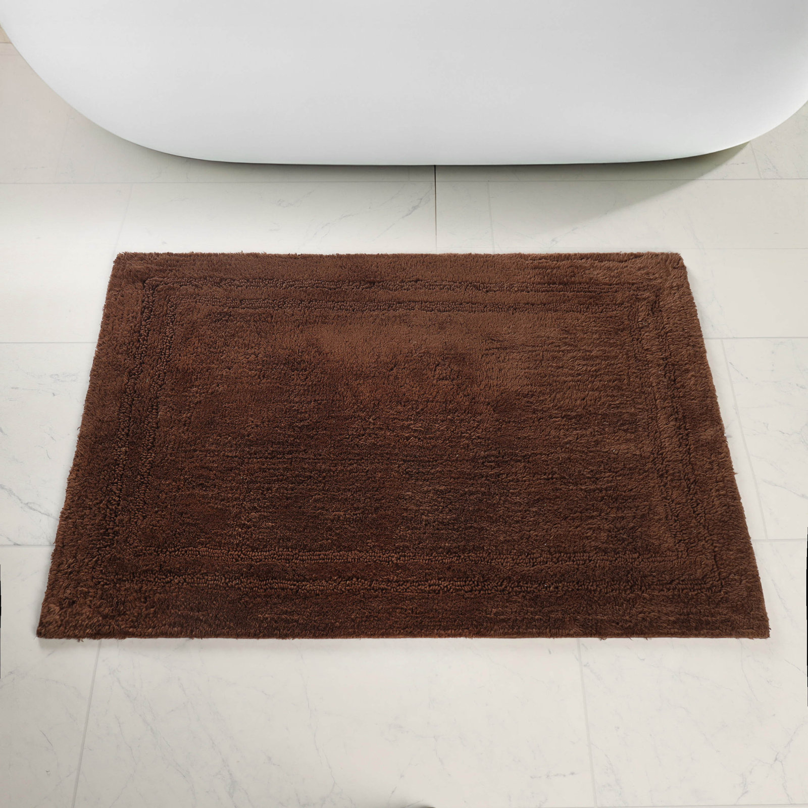 Cotton Bath Rug, Solid Chocolate