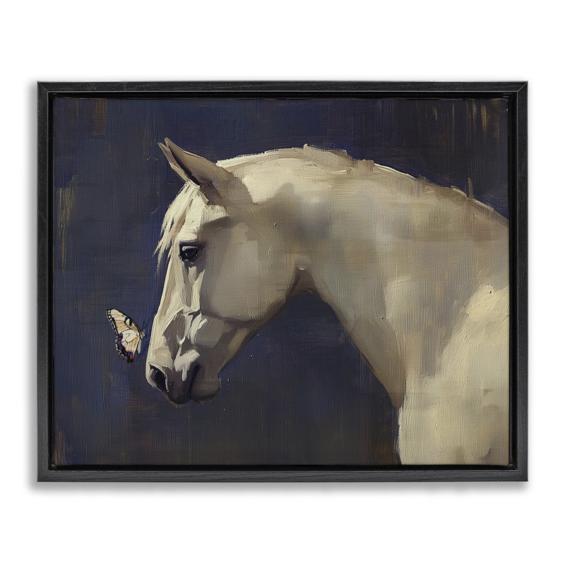 Cadre flottant cheval et papillon Peaceful Meeting, design par Svetlana Aleynikova, H 17 po x l 21 po