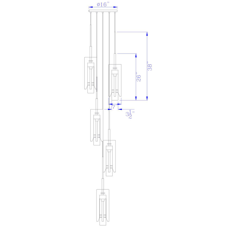 Luminaire suspendu géométrique 5 lumières grappe Euphemia