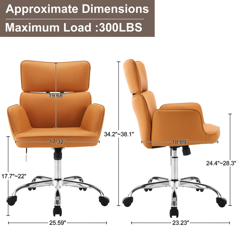 Faux Leather Task Chair with swivel, Orange