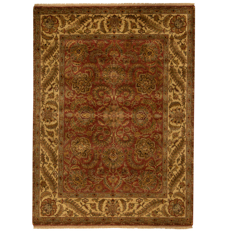 Tapis rouille et doré de haute qualité noué à la main