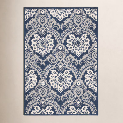 Tansy Navy Ivory Hand-Tufted Wool Rug