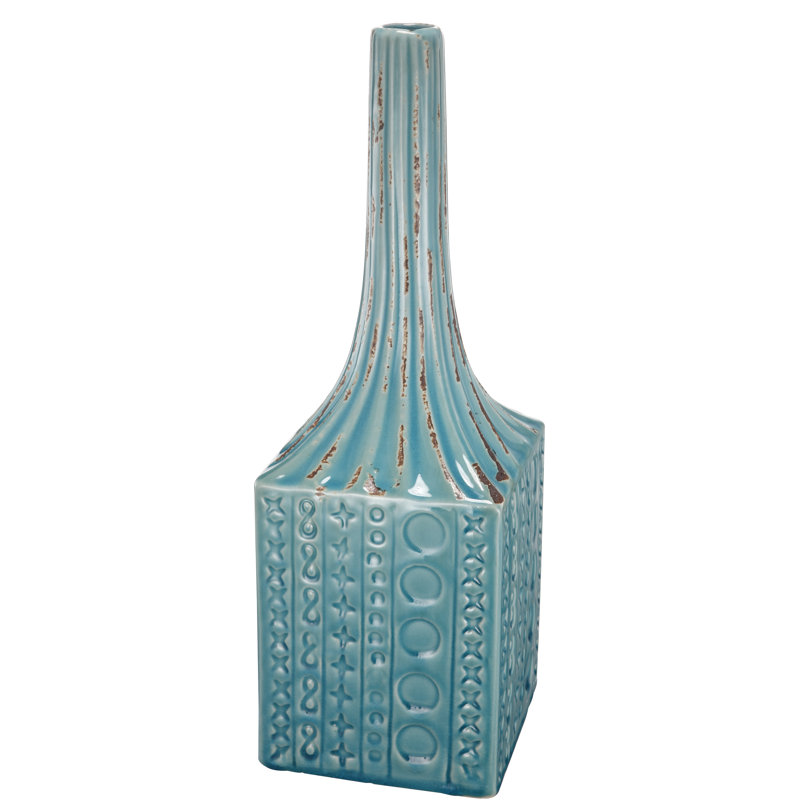 Vase en céramique Kyperounta, H 16,7 po x l 5,9 po x P 5,9 po
