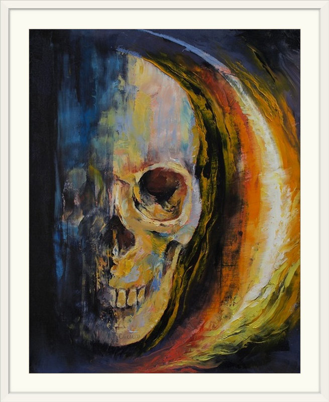 « aura crâne painting » par l’impression de peintures Michael Creese, H 38 po x l 32 po x P 1 po, Cadre blanc