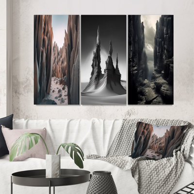 «Vertical Plains Desert Rocks III», 3 pièces sur toile