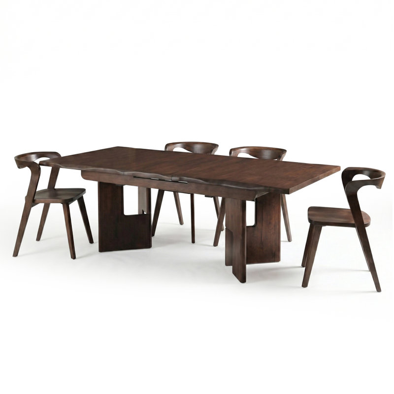 Rozella 5-Piece Solid Wood Extendable Dining Table Set With Side Chairs, 5 Pieces: Table, 4 Chairs
