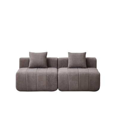 Chenille sectional sofa with 2 pillows
