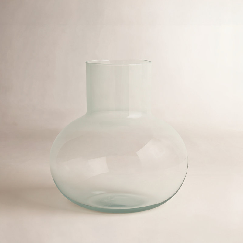 Travon Glass Table Vase, 11.18" H x 11.02" W x 11.02" D, Light Green