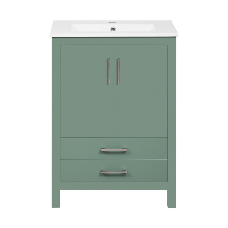 Meuble-lavabo moderne de 24 po avec armoire à dilatation et contraction thermiques en céramique