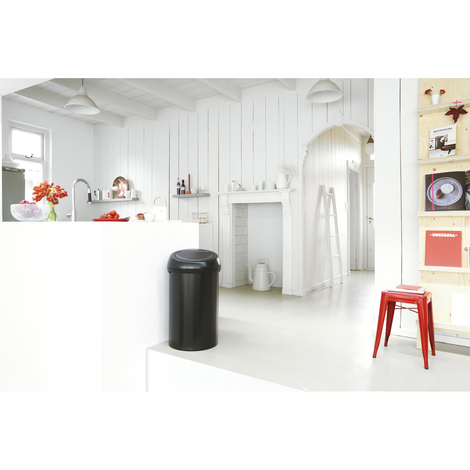 Brabantia Touch Top Trash Can 16 Gallon, Matte Black