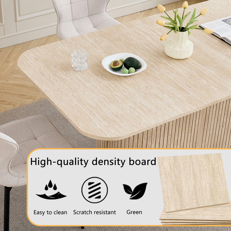 Nordic Style Wooden Dining Table - Rectangular Dining Table - For 4-6 People , Light Yellow