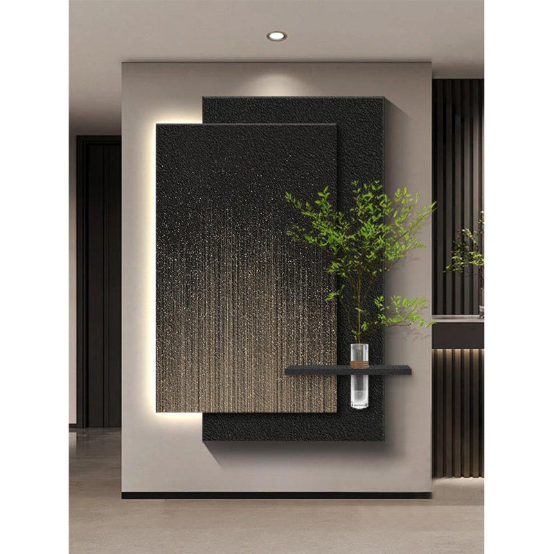 Minimalist Lighted Sandstone Wall Art With Hydroponic Greenery – Entryway/ Living Room Led Decor, 70.87" H x 47.24" x 1.57" D