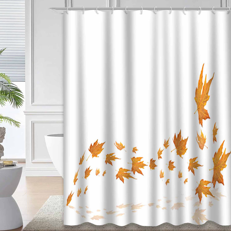 Rideau de douche avec 12 crochets Autumn Wind Leaves, L 72 po x l 72 po