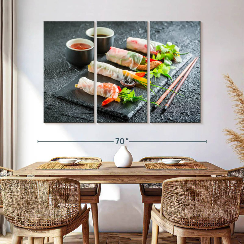 Rouleaux de printemps aux fruits de mer, H 42 po x l 65 po