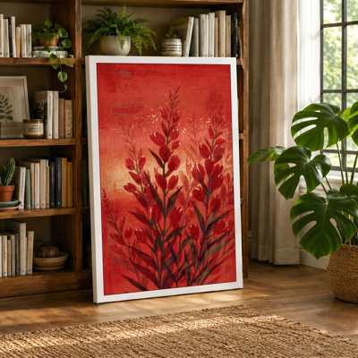 Burgundy Stems Rising Botanical - Wrapped Canvas