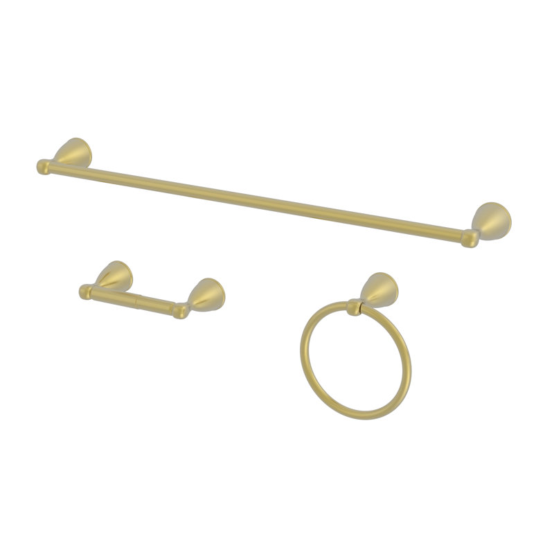 3 - Piece Bathroom Hardware Set, Matte Gold