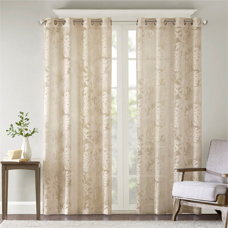 Palm Leaf Burnout Window Sheer 50x95"