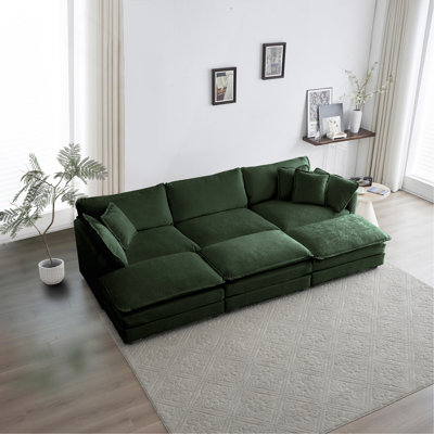 Comfortable Deep Seat Reversible Modular 6 Seater Sectional Soft Sofa U Shaped Sectional Couch With 3 Ottomans