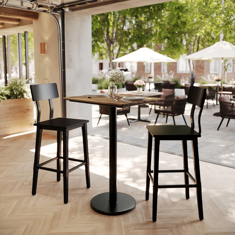 Plateau de table commercial 24 "x 30" sans soudure avec base à hauteur de bar, Natural