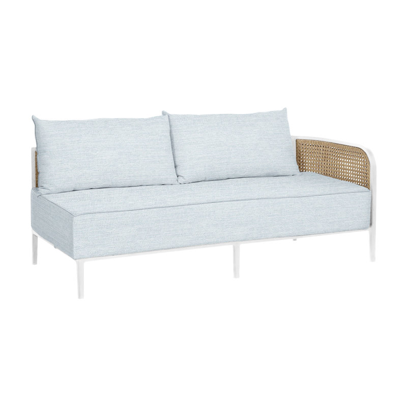 Havana Cane N-Dura Resin Wicker Outdoor Right Arm Facing Sectional, Welt + Standard fill, Chalk/Natural Resin, Paper Sky