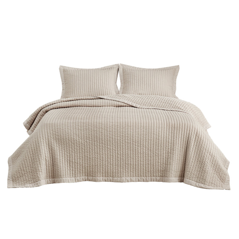 Bedspread Coverlet Lightweight Soft Quilt Bedding Set, Twin Quilt + 1 Standard Pillow Sham, Taupe Corduroy