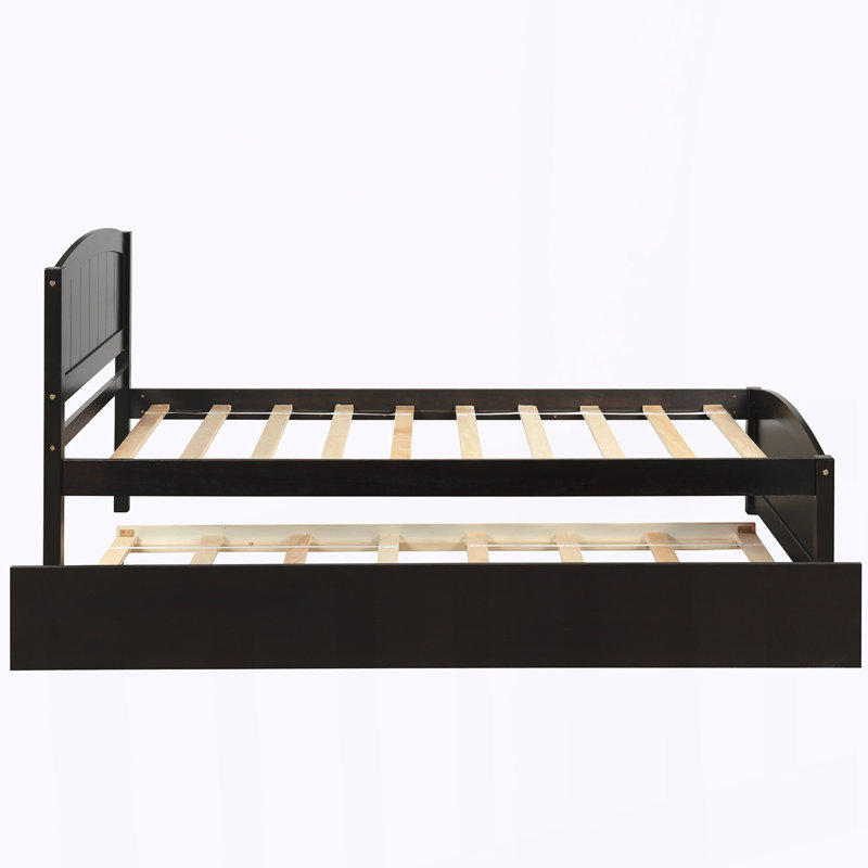 Lit plateforme simple avec lit gigogne, Espresso