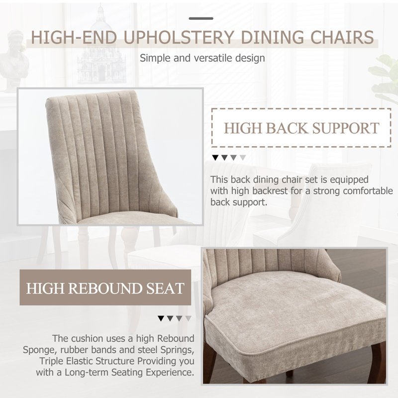 Rpund Modern Farmhouse Dining Set with Linen Dining Chair Set for Dining Room, 7 Pieces: Table, 6 Chairs, Beige, Walnut