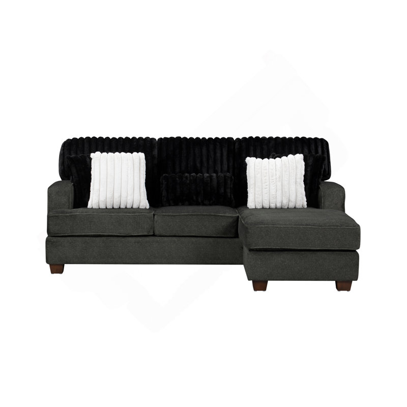 Coussins réversibles Modern, Velours côtelé gris foncé