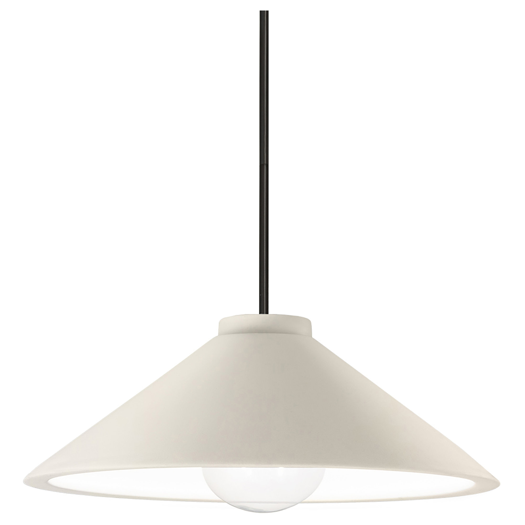 1 - Light Cone Cone LED Pendant with Metal Accents, Matte Black, Bisque