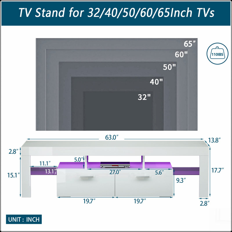 TV Stand with LED Lights