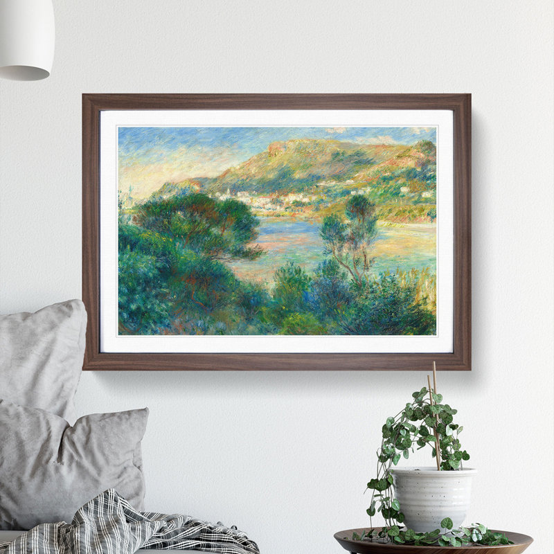 View of Monte Carlo by Pierre-Auguste Renoir - Picture Frame Painting, 36cm H x 48cm W x 2cm D, Walnut