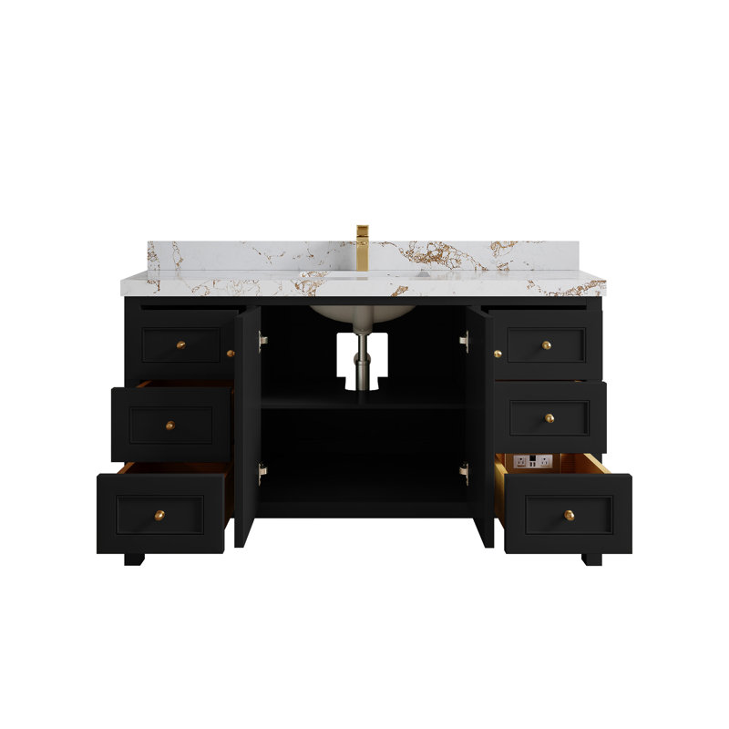 Nashville X P 22 po De salle de bain Quartz gris Piatra, Noir, Doré Viola