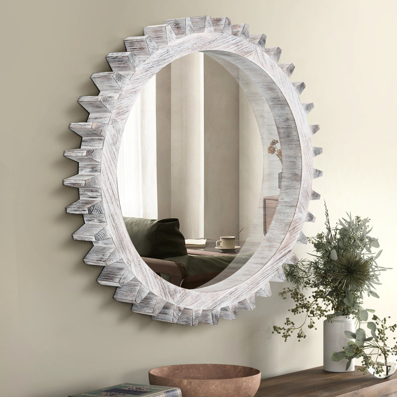 Miroir à engrenages épais rétro 42 po pour décoration intérieure - salle de bain, salon, entrée, 42 po x 42,92 po