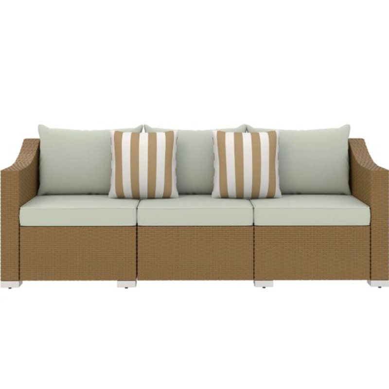 Rattan Wicker Seater Patio Couch,Outdoor Furniture Rattan Sofa,with Cushions, Light Gray