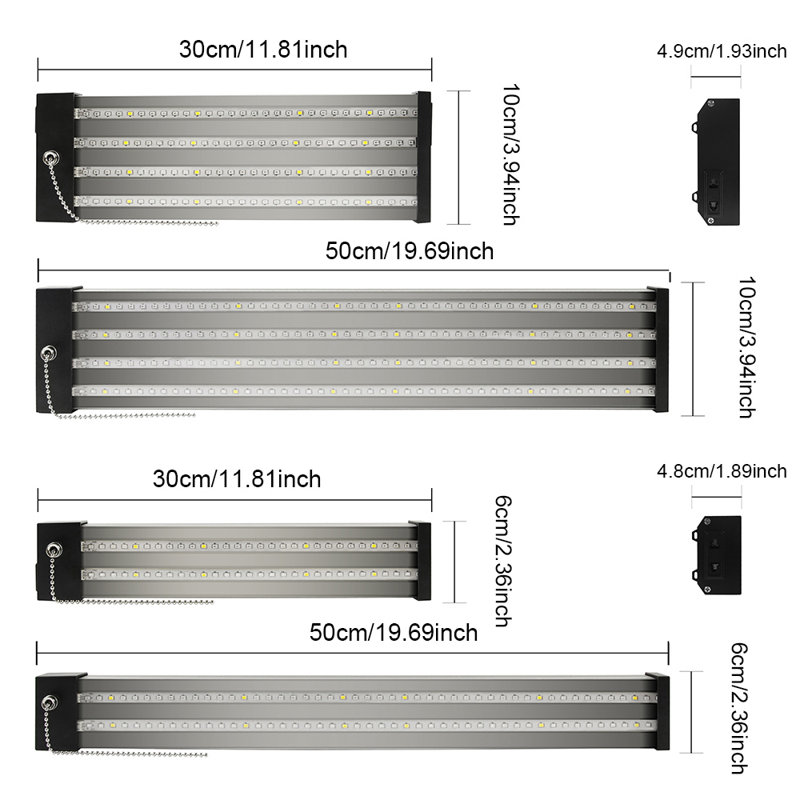 Zhu Grow Light, 1.89" H x 11.81" W x 2.36" D