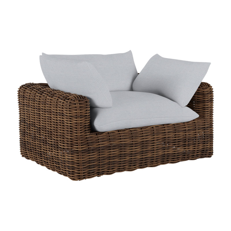 Méridienne pour l'extérieur Montecito N-Dura, Raphia, Pas de soudure, Lin chambray