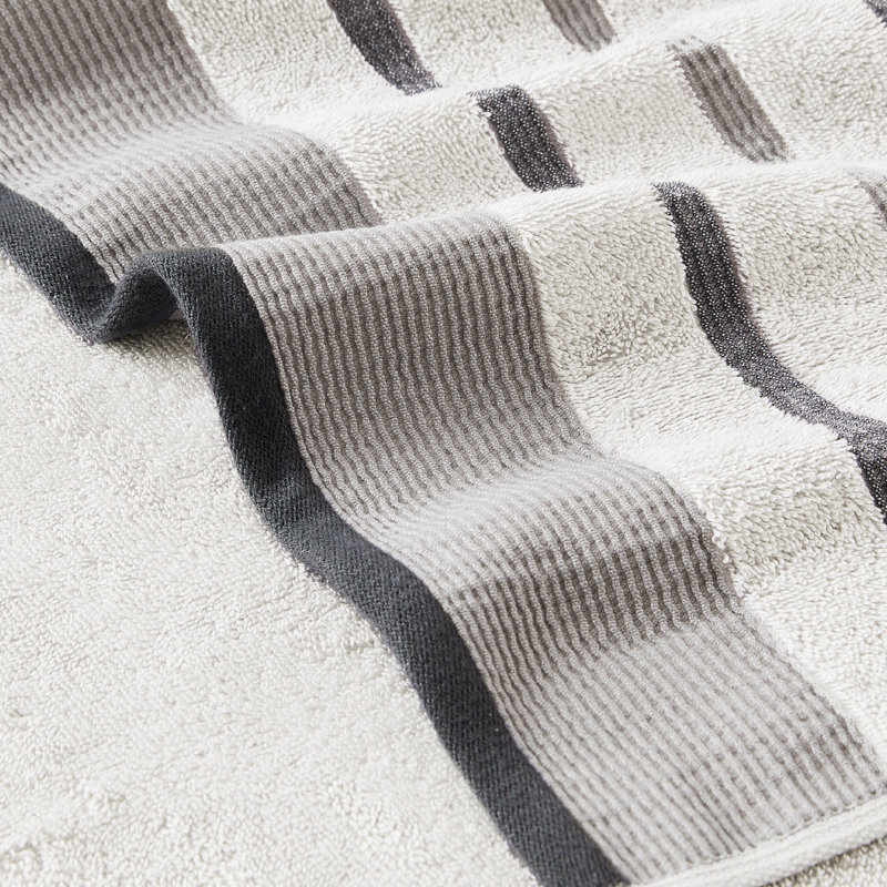 Coton décoratif de luxe Deanthony, Gris clair / gris moyen / gris foncé, Ensemble 6 serviettes de bain
