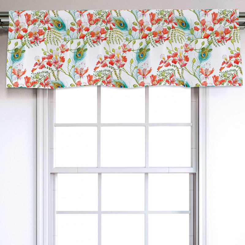 Sateen Floral Ruffled Window Valance